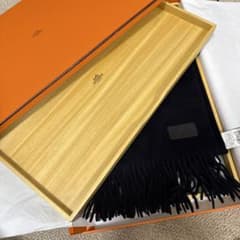 エルメス マフラー ビキューナ100% ネイビー 専用箱付き - メルカリ