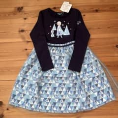 新品タグ付♡ANNA SU mimi♡アナ雪エルサ切り替えチュールワンピ 130