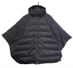 マーモット レイビームス別注 ダウンポンチョ フード ロゴ刺繍 黒