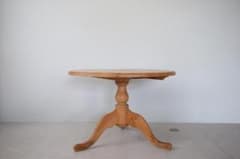 英国アンティーク木製ラウンドダイニングテーブル/円形机/パイン材(88