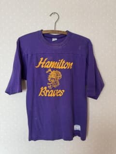 チャンピオン Champion フットボールt 80s トリコ 茄子紺 フェード