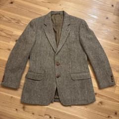 極上デッド級】80s USA製 ハリスツイード 稀少マスタードパイピング L