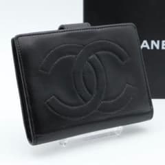 極美品】CHANEL デカココ がま口二つ折り財布 ラムスキン 黒 - メルカリ