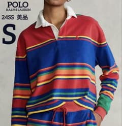 美品 ポロ ラルフローレン マルチカラー パイル ポニー刺繍 ラガー