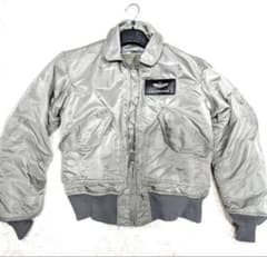 希少 アルファ 米軍 フライトジャケット シルバー 短丈 厚手 ma1