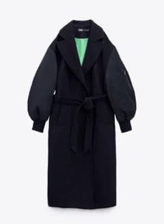 ZARA マッチングボンバーコート XL ネイビー×グリーン - メルカリ