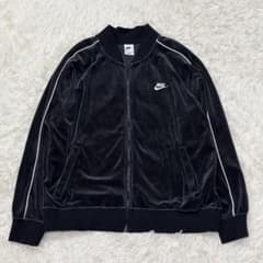 1680 NIKE トラックジャケット ベロア XXL 刺繡ロゴ 黒 ブラック