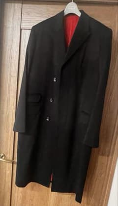 カシミア100 黒のチェスターコート クールストラティン 定価38万