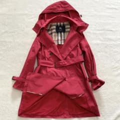 バーバリーロンドン スプリングコート レッド ノバチェック 大きい