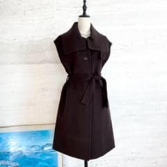 極美品☆HERMES☆カシミヤダブルフェイス☆本革☆ロゴ☆ジレ☆ロング