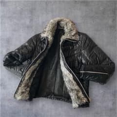 00s archive ファー光沢ライダースジャケット平成ギャル男ギミックy2k