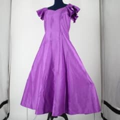 日本製 フラダンス衣装】パープル Paondor ワンピース ドレス 紫 光沢