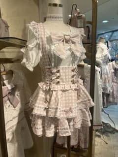 LIZLISA リズリサ はしごリボンギンガムティアードスカパン ピンク