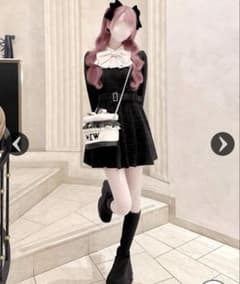 ハニーミュウ honey mewビッグリボンツイードプリーツワンピース XS