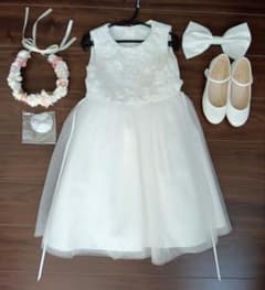 ひ*ろ様 美品☆DRESCCO☆結婚式ドレス130、シューズ22cm、花かんむり