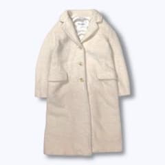 マックスマーラ 白タグ アルパカ混 チェスターコート 38 アイボリー