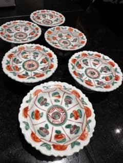 九谷焼 須田菁華作 6客 花文 輪花鉢 高台皿 - メルカリ