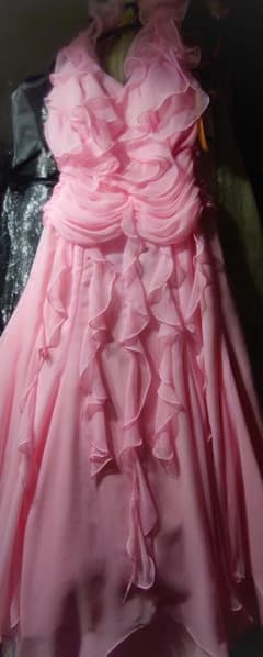 タカダンス ピンク フリル ロングドレス M (パニエ販売は要相談
