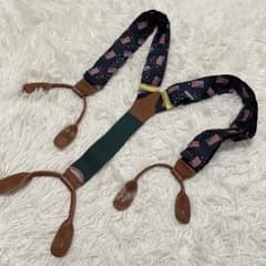 美品 ポロラルフローレン サスペンダー フラッグ柄 星条旗 ロゴ刻印 本