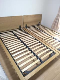 無印 オーク材セミダブルベッドフレーム 脚20cm ヘッドボード 2台