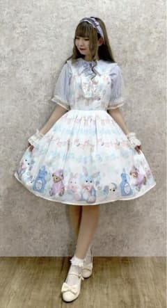 axes femme kawaiiランドリー柄ジャンスカ（白） - メルカリ