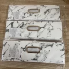 THREEPPY 大理石折り畳み収納カラーボックスサイズ浅型 3個セット