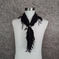 14th Addictionフリンジ スカーフ ストール 蛇スネークリング付き黒
