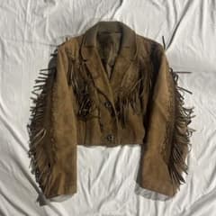 80's vintage ブラウン フリンジ 短丈 スエード レザージャケット