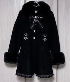 LIZLISA♥ビジューリボンミニ丈Aラインコート ブラック - メルカリ