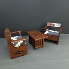 駿河民芸 欅 ケヤキ ダイニングセット 応接セット 電気コンロ付き 椅子