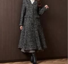 Her lip to ツイード ロングコートヘリンボーン ウール ミックスヤーン