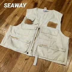 希少】SEAWAY80〜90年代フィッシングベスト ライトベージュ M - メルカリ
