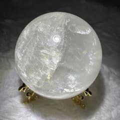 セレナイト スフィア ゴールデンヒーラー共生 天然石 丸玉 虹 - メルカリ