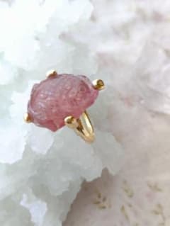 みんにょ様専用☆ボンマジック☆ピンクトルマリン☆鯛？彫刻リングk18