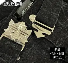新品】 GUAPI ベルト付きデニム サイズ28 ブラック カーゴ 激レア
