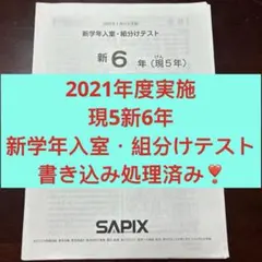 ㉑な サピックス SAPIX 現5年新6年 1月度新学年入室・組分けテスト