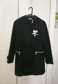 クレージュ21 スタジャン ウール100% フードジャケット ロングコート