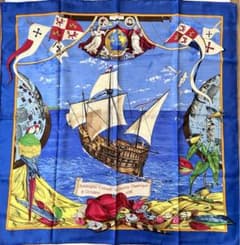 ☆エルメス スカーフ カレ90 マリン ヨット 国旗 ヴィンテージ