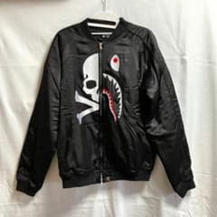 cf13. A BATHING APE 鮫×虎 スタジャン パーカー 黒