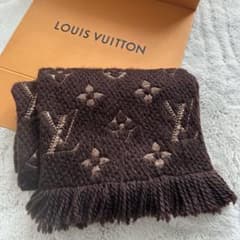 4240 ルイヴィトン カシミアマフラー ブラウン×カーキー 定価11万円