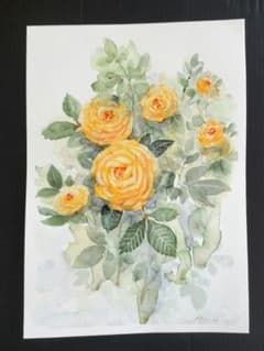 鎮西忠行「ばら」水彩画 1992年制作