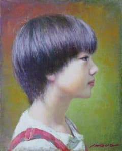 井上司「日傘の少女」油彩画 F8