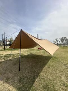焚き火可！！ ベージュ タープ・シェード 32ミリポール2本付き