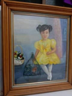 井上司「日傘の少女」油彩画 F8