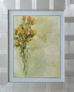 メルカリ 絵画絵額付き(銀）油絵uF6-113402花（ばら）