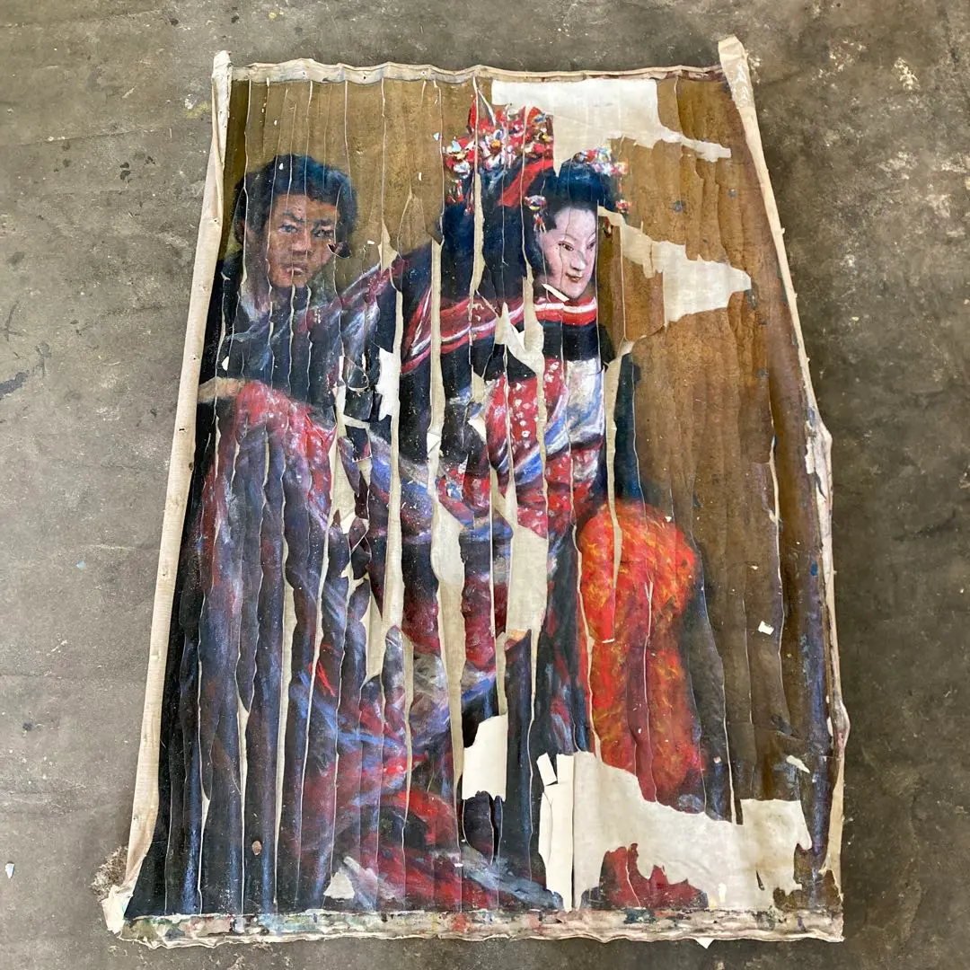 インテリア絵画 油絵 題ー画家とモデルー f50