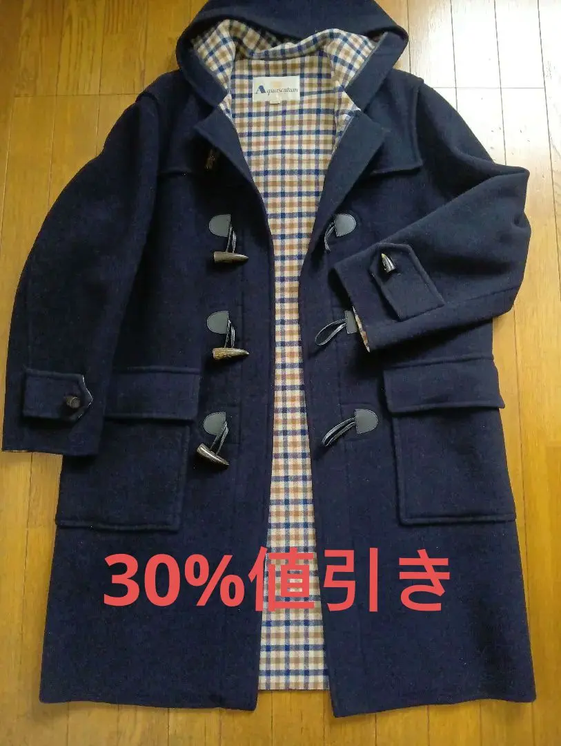 Aquascutum ダッフルコートREG40 英国製ウール ダークグリーン｜楽天