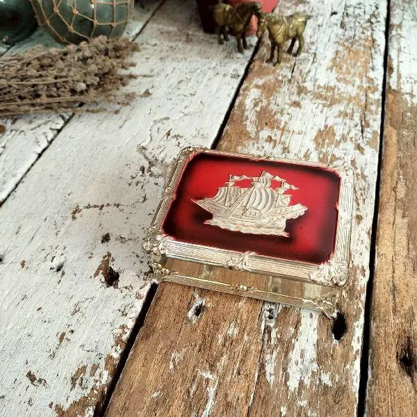 40-50年代古董佔領時期日本製造帆船金工細工小物入れ‐ Mercari 日本