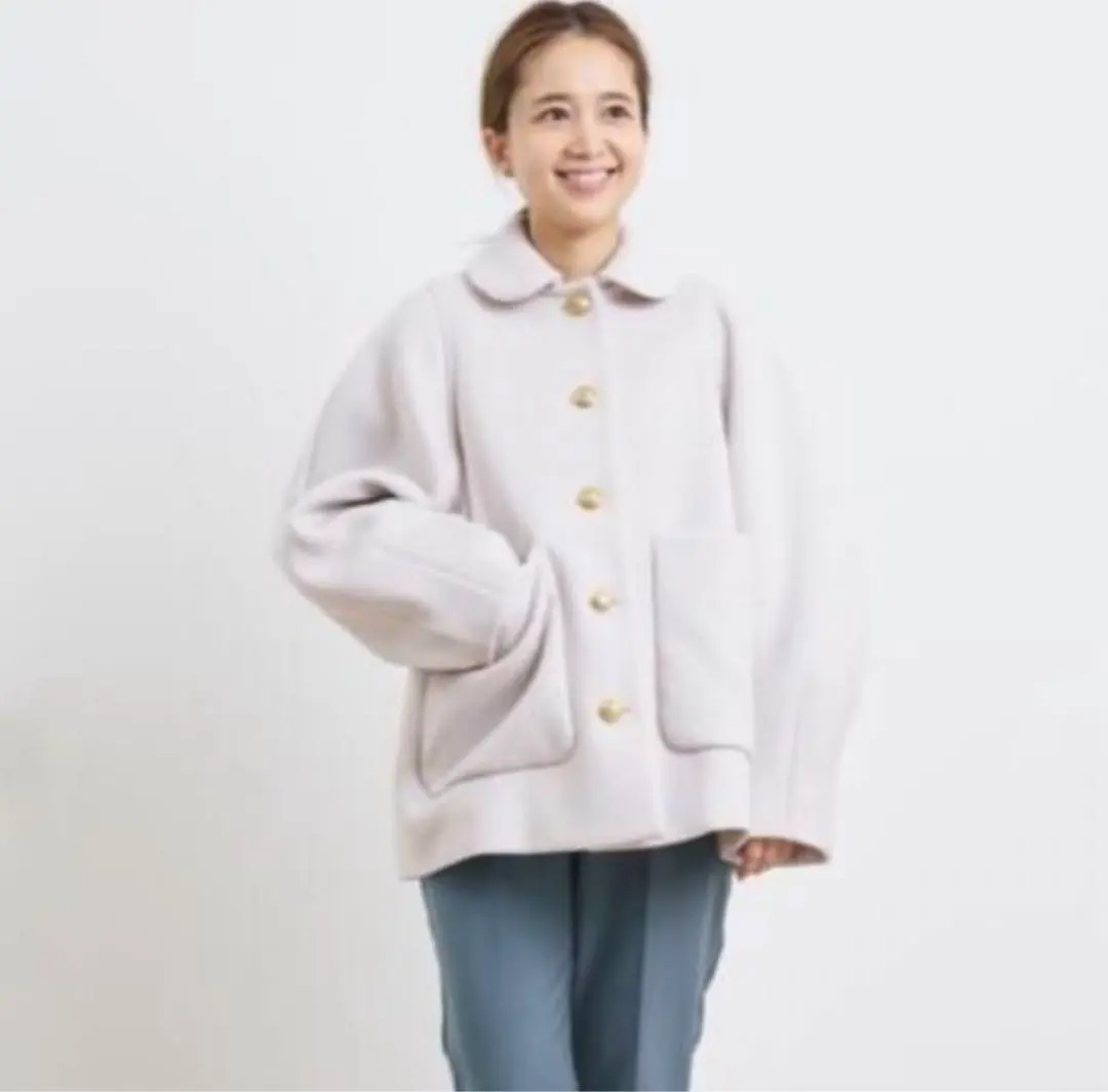 2026年最新】YORI ヨリ ラウンドカラーショート コート アイボリーの