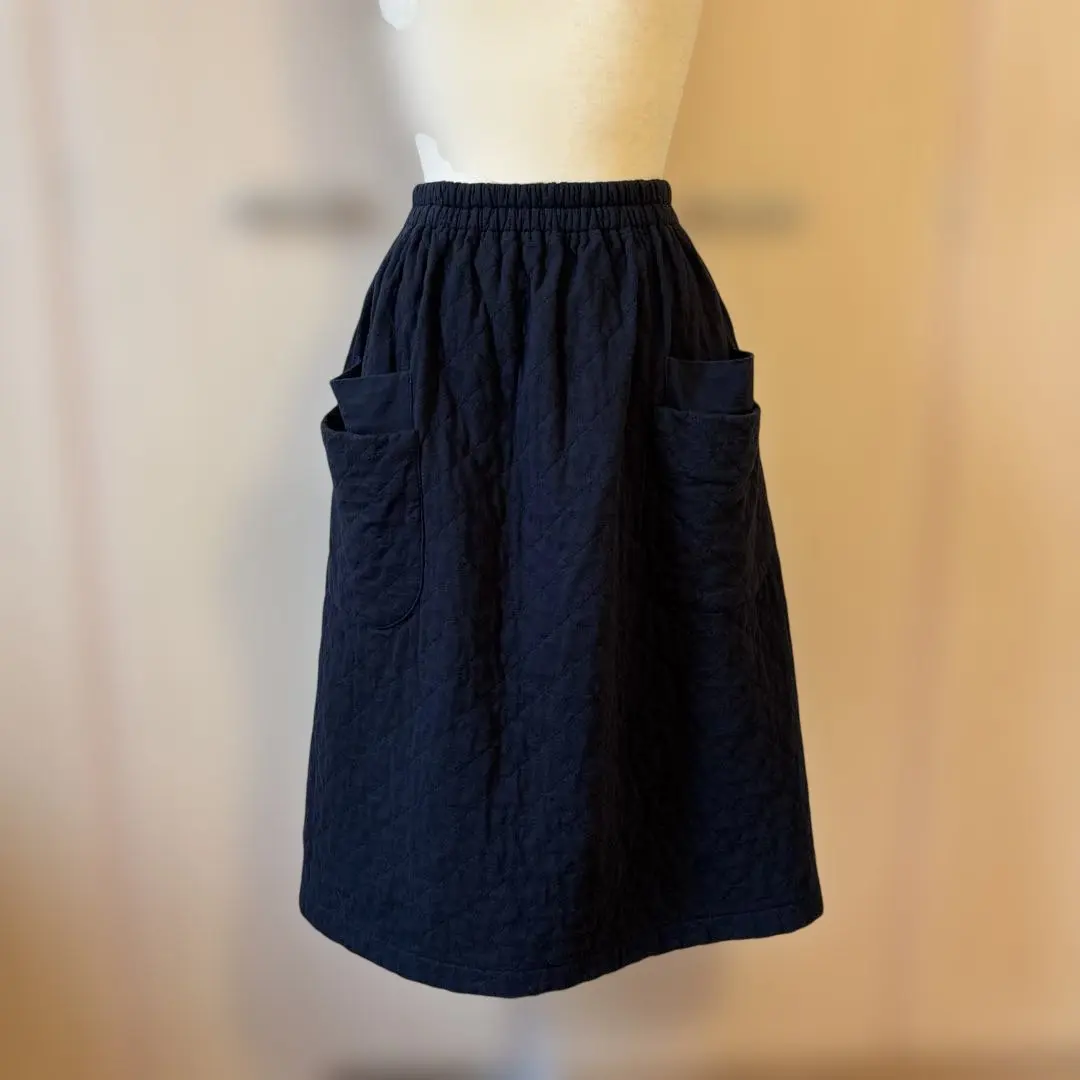 homspun グレーSサイズ 30/1天竺キルティング ダブルポケットスカート